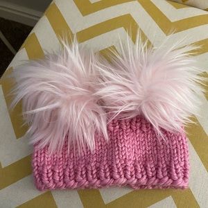 Darling kids winter knitted headband with pompoms